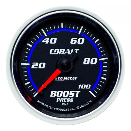 AUTO METER 2-1/16IN BOOST, 0-100 PSI MECH, COBALT 6106